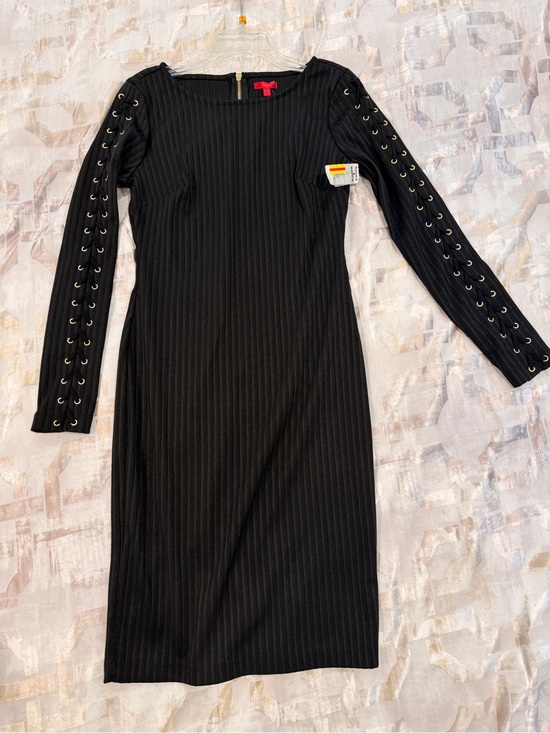 Jennifer Lopez Dresses & Skirts - JLo Black Long Sleeve Lace-Up Ribbed Bodycon Dress
